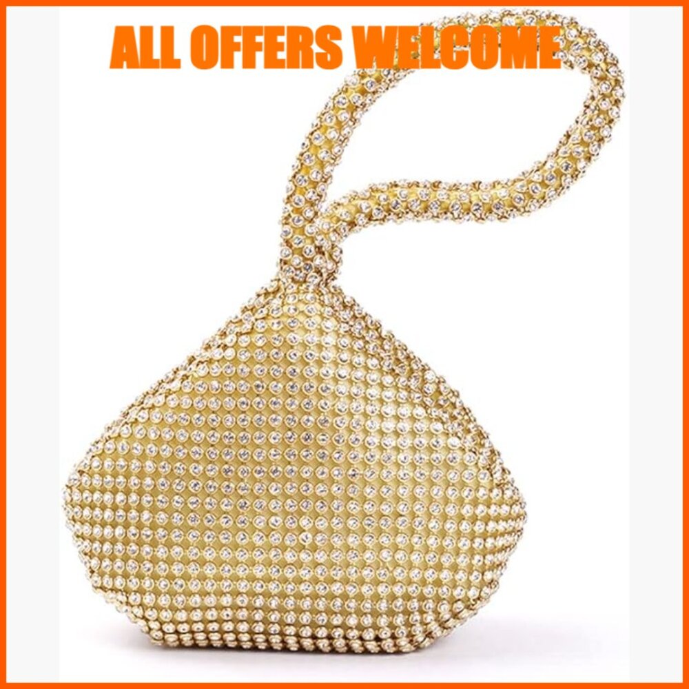 Rhinestone Triangular Evening Purse Wristlet For … - image 1